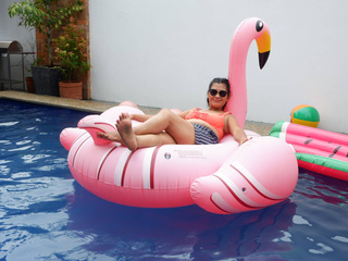on the pool