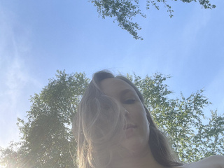 Girl sunbathing in nature
