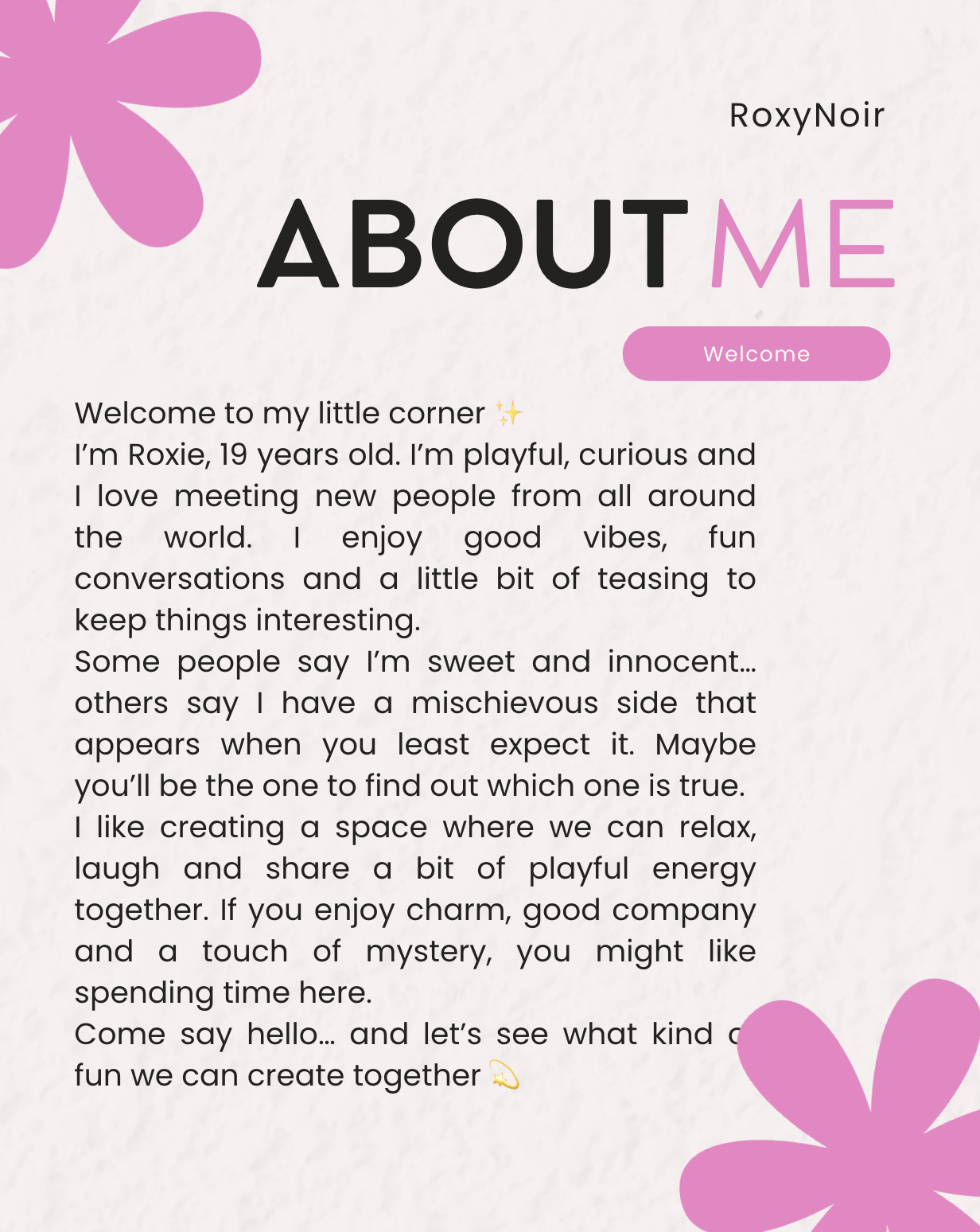 RoxyNoir12 Know more about me! 🥰💋 image: 1