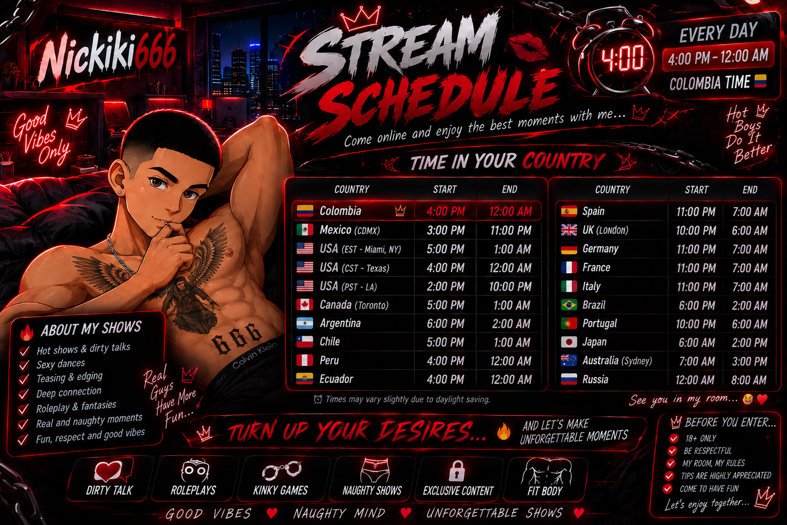 Nickiki666 my broadcast schedule image: 1
