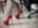 SEXY--High red heels and fishnet stockings