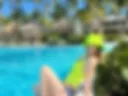 14. Posing by the pool