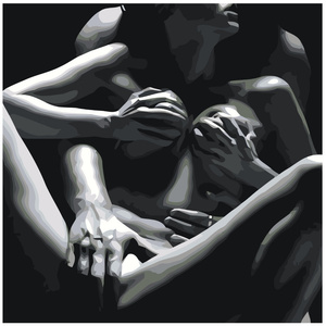 Passionate caresses between the legs