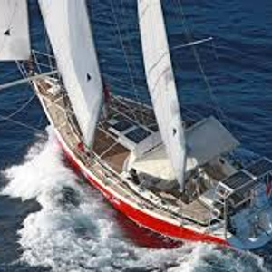A small yacht for a round-the-world trip.