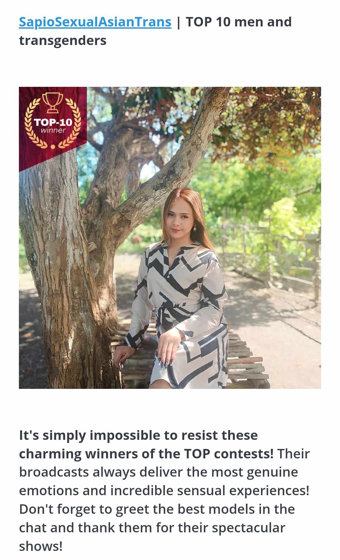 SapioSexualAsianTrans My first and only achievement in this site that I am grateful I experienced it once in my life which helped me earned good. image: 1