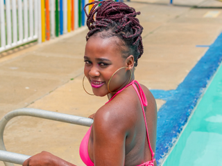 alessia in the pool - pink