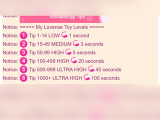My lovense toy levels