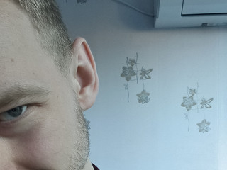 Put on a shirt and turned on the model