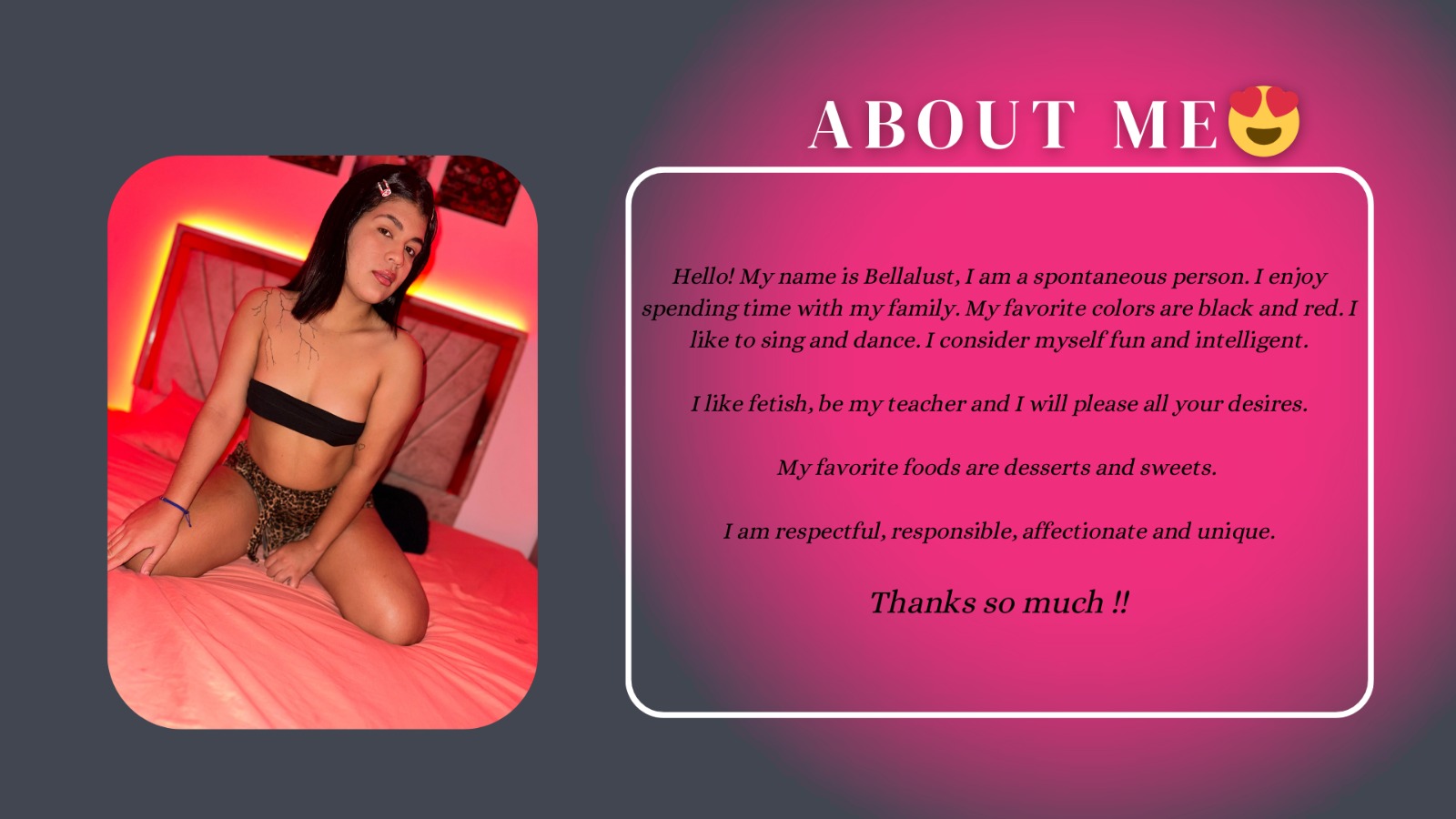 BELLALUST12 About Me 😍 image: 1