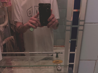 In front of the mirror