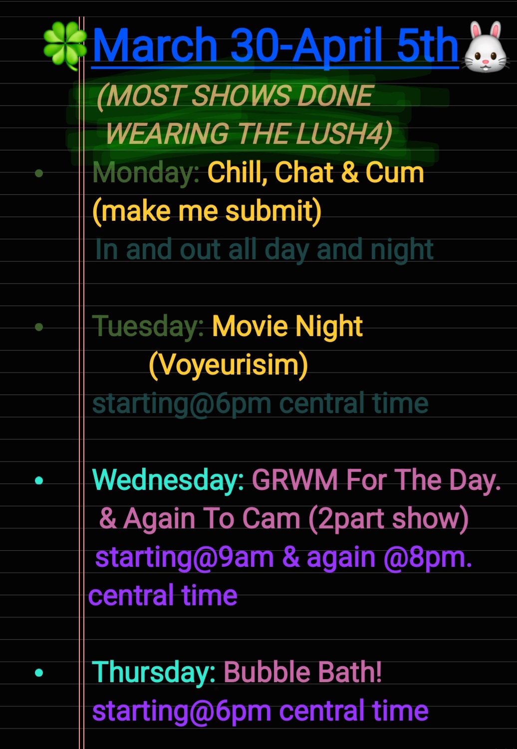 Bambi-40 Cam Show Weekly Schedule image: 1