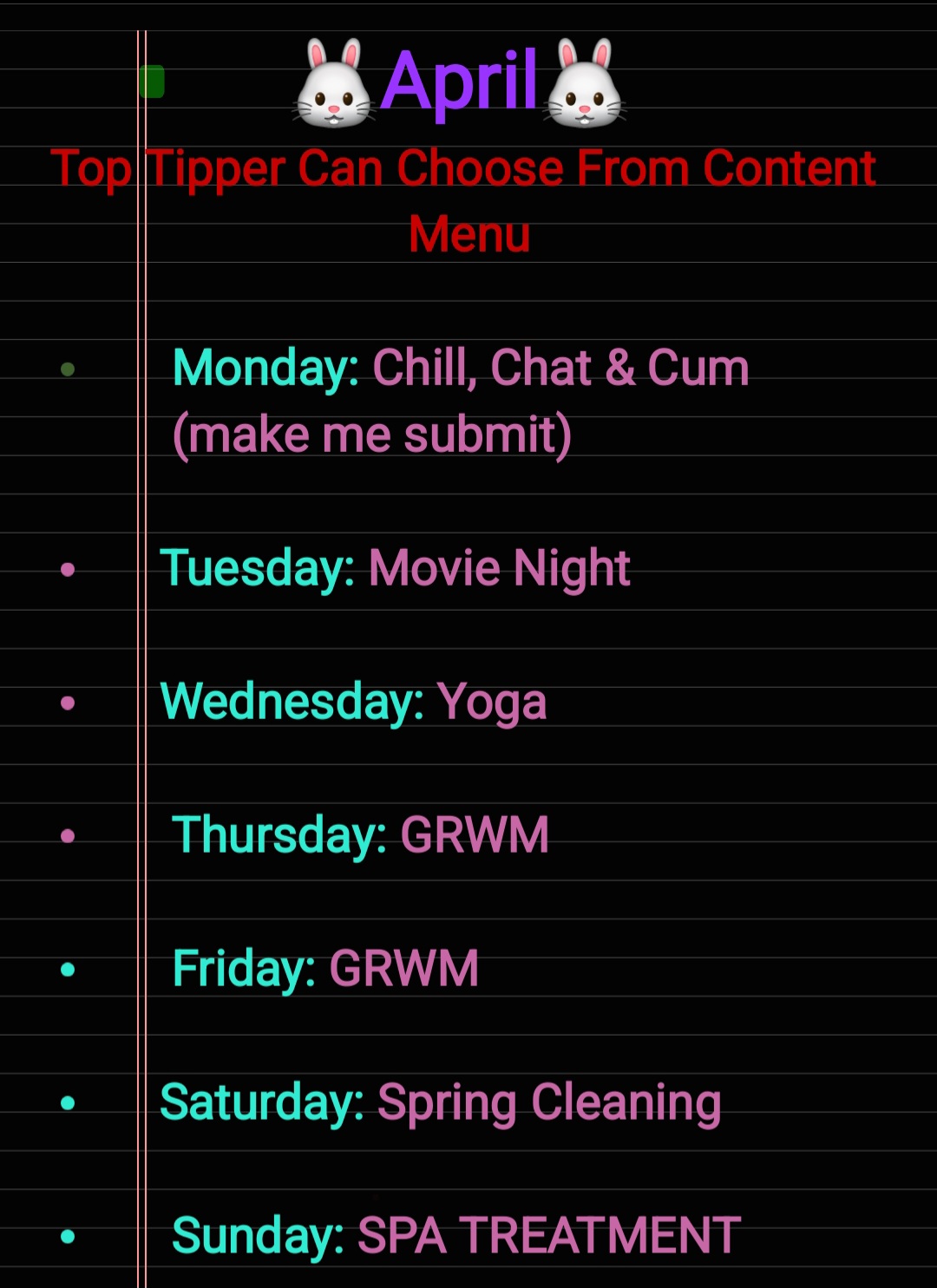 Bambi-40 Weely Schedule image: 1