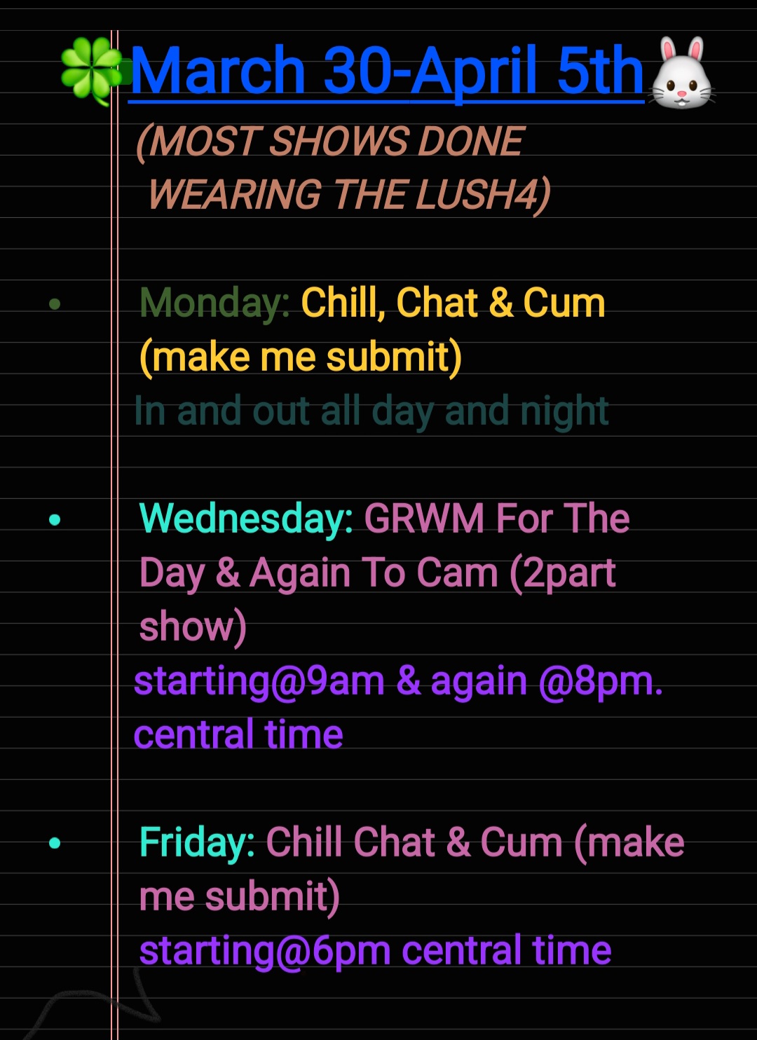 Bambi-40 Cam Show Weekly Schedule image: 1