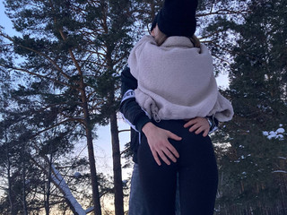 Photoshoot in a winter forest