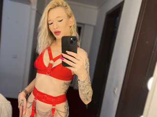 Sexy blonde in red lingerie