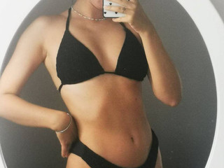 in a swimsuit