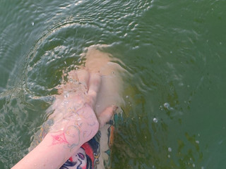 on the river)