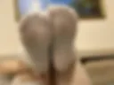 Holes and feet in white stockings