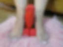 Special red dildo masturbation