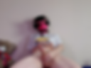 Pink masked pup stroking his bone on hi***nees