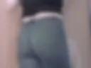 a perky ass in jeans and a black stiletto heel