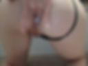 Two fingers in the ass + white lubricant.