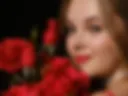 Red dress and flowers prof photo
