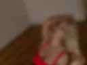 In a red dress