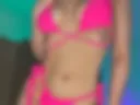 Hot pink swimsuit wearing petite girl🩷