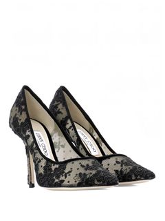 Jimmy Choo "Love" pumps in blackened French lace
