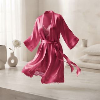 "Silk Robe with Lace"