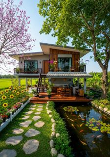 My lovely little house with sunflowers