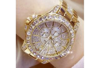 Gold watch with diamonds