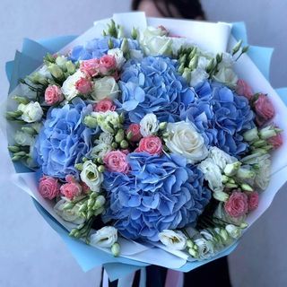 Bouquet of blue hydrangeas