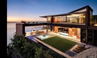 a large house on the seashore