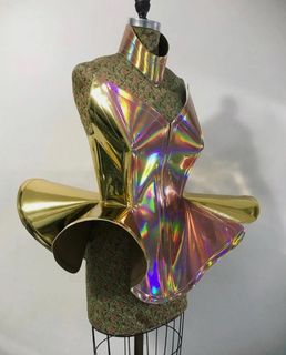 Shiny Laser Futuristic Outfit Set Sexy  Dancer Performance