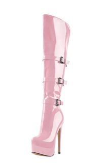 Pink high heel boots
