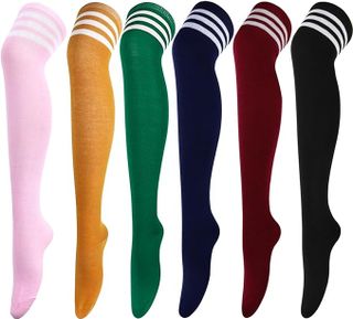 DRESHOW 6 Pairs High Thigh Socks