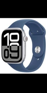 Apple Watch Series 10 GPS 46mm Silver Aluminium Case with Denim Sport Band