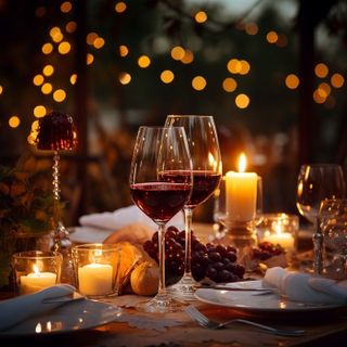 Dinner with Champagne and Roses