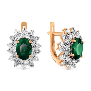 Earrings with emerald and diamonds