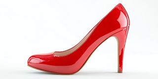 Pair of red high heel stilettos
