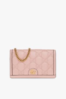 Gucci PINK Quilted wallet with chain