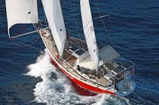 A small yacht for a round-the-world trip.