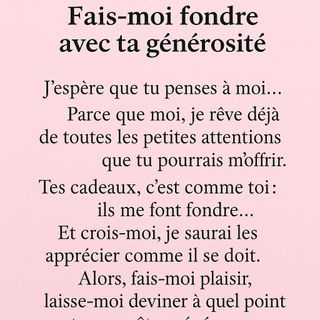 ?Fais-moi fondre avec ta générosité?