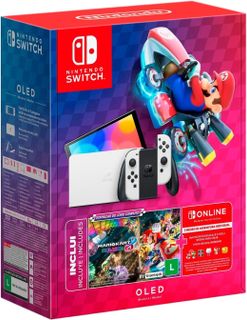 Nintendo, Console Switch OLED White + Mario Kart 8 Deluxe Bundle