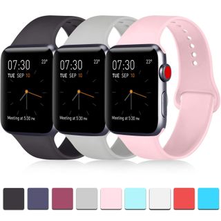 Pack 3 Compatible with Apple Watch Band 38mm 40mm 42mm 44mm, Soft Silicone Band Replacement for Apple iWatch Series 4, Series 3, Series 2, Series 1
