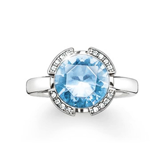 THOMAS SABO SOLITAIRE RING "SIGNATURE LINE LIGHT BLUE PAVÉ"