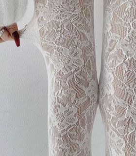 White lace tights